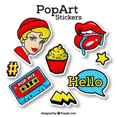 the pop art stickers are on display