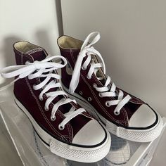 Converse High Tops Unworn Brand New Burgundy Women’s Size 6 Means Size 4 Converse All Star High, Converse Red, Winter Inspo, Big Things, Women's Converse, Shoes Brand, Converse High, Converse High Tops, Converse All Star