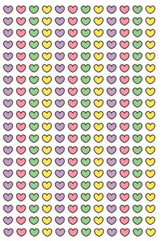 hearts are arranged in different colors and shapes