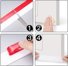 the instructions for how to cut and attach a piece of paper on a white surface