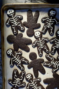 cookies decorated to look like skeletons and bones