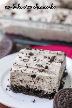 no - bake oreo cheesecake on a plate