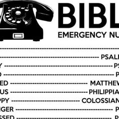 an old phone with the words bible emergency numbers written below it and other information surrounding it