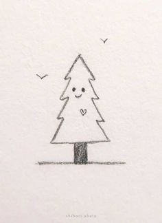 a drawing of a christmas tree with a heart on it