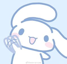 a drawing of a rabbit holding something in its hand