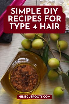 How to make easy DIY recipes to care for type 4 natural hair. DIY Hair Masks, DIY Hair Teas, Rinses, Shampoos and Conditioners. Hair Masks Diy, Natural Hair Recipes, Type 4 Natural Hair, Thicker Hair Naturally, Hair Recipes