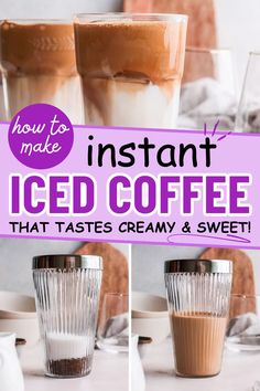 steps showing how to make instant iced coffee with nescafe instant coffee. Instant Iced Coffee Recipe Easy, Instant Coffee Iced Coffee Recipe, Quick Coffee Recipes, Nescafe Iced Coffee Recipe, Nescafe Recipe, Frappe At Home, Instant Iced Coffee Recipe, Instant Iced Coffee, Summer Drink Ideas