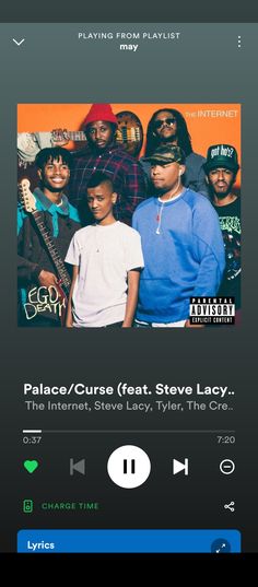 an iphone screen with the music player on it, and text that reads peace / curse feat steve lacy