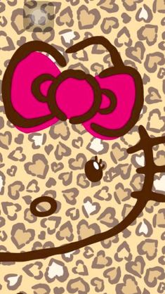 an image of a hello kitty wallpaper with pink bow on it's head