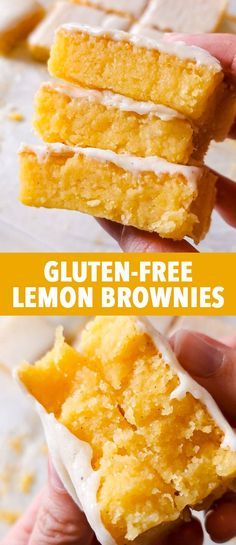 two pictures showing how to make gluten - free lemon brownies