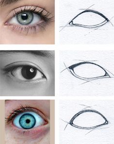 four different types of eyes are shown in this drawing lesson for beginner to learn how to draw an eye