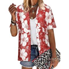 The NFTOEIULA Hawaiian Floral Print Oversized T-shirt is the epitome of summer fashion. This eye-catching piece captures the essence of Hawaiian style with its vibrant floral pattern and offers an oversized fit for ultimate comfort. The soft, cool, and breathable chiffon fabric makes it an ideal choice for the warmer months, ensuring you stay comfortable while looking effortlessly chic. Designed to be versatile, the shirt allows for multiple styles of wear, making it a must-have addition to any Casual V-neck Hawaiian Shirt For Spring, Oversized Summer T-shirt, Printed V-neck Hawaiian Shirt For Summer, V-neck T-shirt For Summer Vacation, Trendy Printed Hawaiian Shirt For Spring, Spring V-neck Hawaiian Shirt, Summer Casual Blouse With Graphic Print, Casual Summer Blouse With Graphic Print, Trendy V-neck T-shirt For Vacation