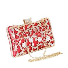 Material: Leather/Size: 21 * 7 * 14CMChain: Short 37CM/Long 116CM Luxury Embellished Red Bags, Luxury Red Embellished Bag, Red Embellished Clutch For Formal Occasions, Red Embellished Evening Bag, Red Handheld Shoulder Bag For Party, Elegant Red Embellished Evening Bag, Handheld Red Shoulder Bag For Parties, Red Clutch Shoulder Bag For Events, Formal Red Evening Bag With Rhinestones