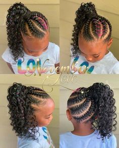 Back To School Braided Hairstyles, School Braided Hairstyles, Feed In Ponytail, Braided Hairstyles For Kids, Braids Hairstyles Pictures, Girls Natural Hairstyles