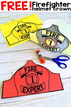 fire fighter paper plate craft with scissors and crayons to cut out the shirt