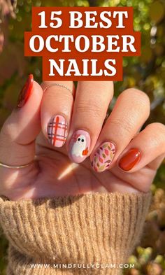 october nails Nail Art October, Fall Nails Halloween October, October Nails Gel, Fall Nails October, Early October Nails, Fall Nails 2024 October, October Nails Ideas Autumn, Halloween Fall Nails Ideas