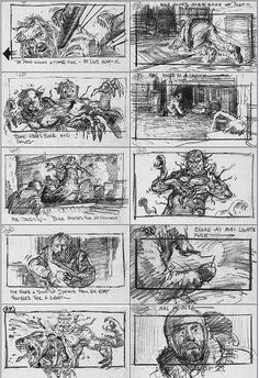 an old comic storyboard with many different scenes and characters in the same scene, including one