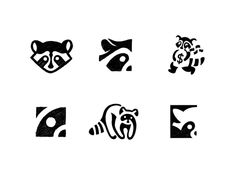 four black and white logos with animals on them