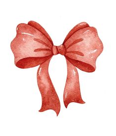 a watercolor drawing of a red bow