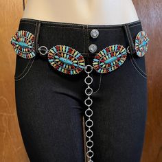 Sturdy Silver-Tone Metallic Chain Belt In The Western Concho Style. 46in Length, Fits A Range Of Sizes Up To Misses Size 12/14. Adjustable Closure Allows The Wearer To Choose Which Link To Hook For A Secure, Comfortable Fit On Hips Or Waist. Belt Pairs Well With Denim, Chambray Dresses/Skirts, Embroidered Cotton, Linen & Linen Blends. Additional Styles And Colors Available In Separate Listings. Bling Belts, Vintage Leather Belts, Western Belt Buckles, Wide Leather Belt, Western Wear For Women, White Belt, Faux Leather Belts, Western Belts, Chambray Dress