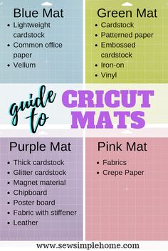 the guide to cricut mats with instructions for making them and how to use them