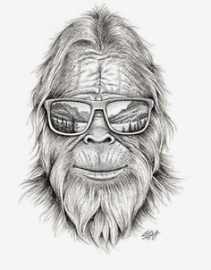 a drawing of a gorilla wearing glasses