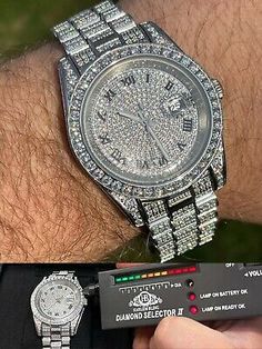 Find ideas๏ฟฝand inspiration for 15ct MOISSANITE Mens Presidential Watch Iced Flooded Out Hip Hop Passes Tester ?, Watches Go Swimming, Diamond Tester, The Peace, The Pool, Accessories Watches, Wrist Watch, Jewelry Watches, Hip Hop, Swimming