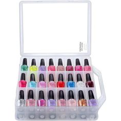 MAKARTT Universal See-Through Nail Polish Holder for 48 Bottles(polish in the photos are not included in the package) Compartments Size(L X W X H): Appx.9 X 4 X 4.5cm/3.5 X 1.5 X 1.51inch The nail polish case serves as the best room saver on your top counter with neater spacious room. The clear nail polish case is equipped with two rows adjustable components on each side to accommodate longer or weird bottles. The nail polish storage is the best solution to help get your nail polish, which is a Weird Bottles, Nail Polish Case, Nail Polish Holder, Nail Polish Storage, Nail Polish Organizer, Diy Nail Polish, Clear Nail, Clear Nail Polish, Clear Nails