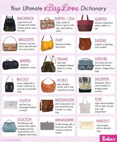 Handbag Styles Chart, Types Of Purses Handbags, Purse Types Style, Iconic Bags Handbags, Purse Types, Clothing Terminology, Purse Shapes, Bag Size Chart