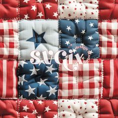 an american flag quilt with the word july on it