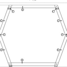 the hexagonal frame is shown with measurements for each side and four sides, along with