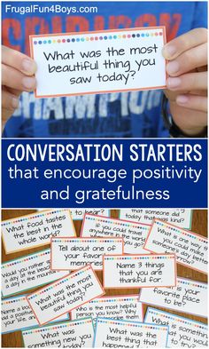 conversation starter cards with text that says conversation starter