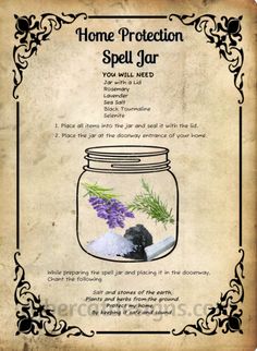 Home Protection Spell Jar, Home Protection Spell, Protection Spell Jar, Spells For Beginners, Jar Spells, Easy Spells, Wiccan Magic, Protection Spell