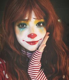 Simple Cute Clown Makeup, Cute Clown Makeup For Women, Soft Clown Makeup, Clown Astethic, Simple Clown Makeup, Pretty Clown, Cute Clown Costume, Clown Makeup Ideas, Clown Costume Women