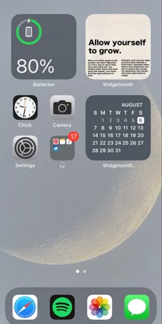 an iphone screen showing the time and icons for different things to see on it's display