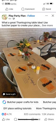 Butcher Paper Tablecloth, Diy Place Settings, Diy Tablecloth, Thanksgiving Potluck, Paper Tablecloth, Diy Table Decor, School Cafeteria, Delicious Soup Recipes, Diy Thanksgiving