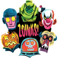 an image of some scary masks with the word lonks on it's face