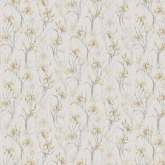 a wallpaper with yellow flowers and leaves on it's side, as well as a white background