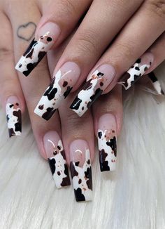 Cow Print Nails, Airbrush App, Long Nail