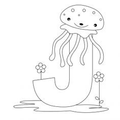 the letter j is for jellyfish coloring page