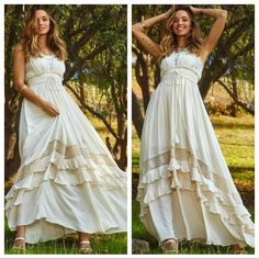 ShopEvelynne | Dresses | Most Beautiful Boho Long Tiered Smocked Tiered Maxi Dress With Lace Trim | Poshmark