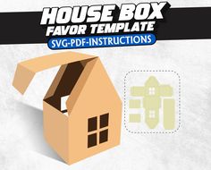 a cardboard box with the words house box on it and an image of a paper cut out