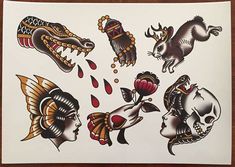 an assortment of tattoos on a piece of paper