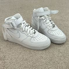 Boys Size 6.5, Women’s Size 8.5. Worn Once For Maybe An Hour. Honestly Brand New, But Collected Some Dust High Top Air Forces, Nike Air Force Mid, Nike High Top, High Top Air Force, Air Force Shoes, Nike Air Force 1 High, Nike High Tops, Nike High, Air Force 1 High