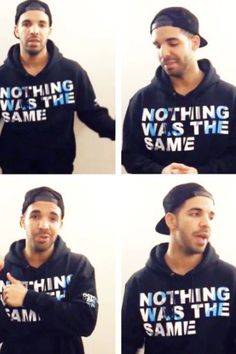 four different pictures of a man wearing nothing was the same hoodie and pointing his finger