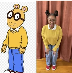 an image of a cartoon character with glasses on and in front of the same photo