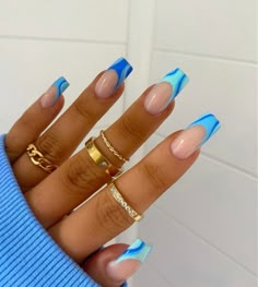 Broken Nails, Blue Acrylic Nails, Smink Inspiration, Her Nails, Simple Acrylic Nails, Summer Acrylic Nails, Fire Nails