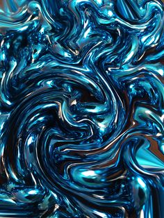 an abstract blue background that looks like liquid or metal foil with swirls and bubbles