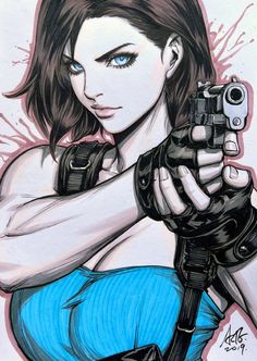 Valentine Drawing, Valentine Resident Evil, Resident Evil 3 Remake, Resident Evil Girl, Resident Evil Game, Jill Valentine, Valentines Art