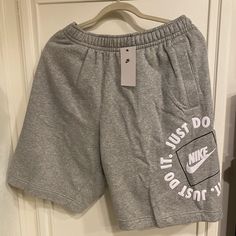 Nwt Nike Warm Cotton Gray Basketball Shorts Size Large Smoke Free Home!!! Nike Casual Bottoms With Letter Print, Casual Nike Bottoms With Letter Print, Gray Letter Print Shorts, Nike Casual Short Pants, Nike Casual Gray Bottoms, Basketball Shorts, Shorts Athletic, Nike Shorts, Men's Nike